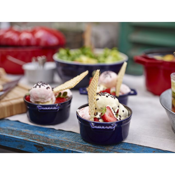 3-pc, Mini Round Dutch Oven Set, dark blue