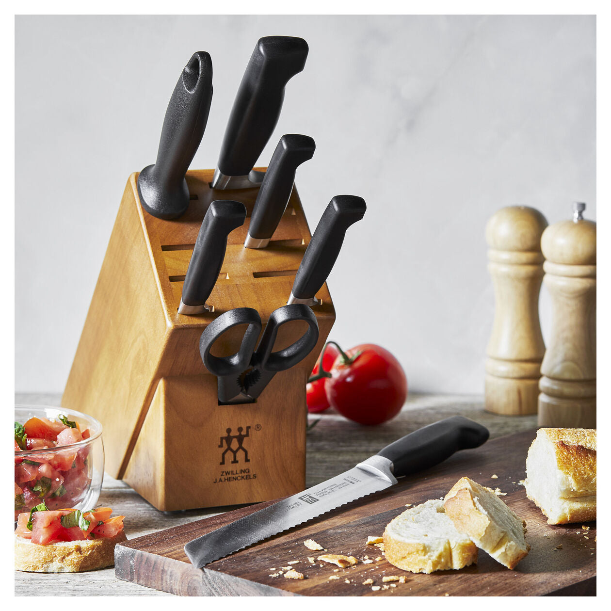 8-pc, Knife block set, natural