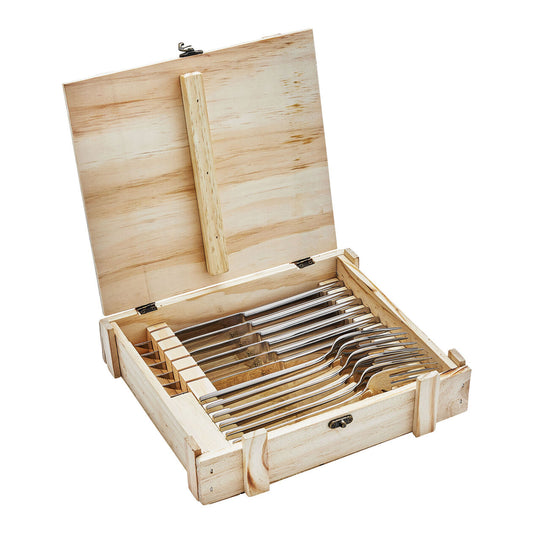 12-pc, Steak Dinner Stainless Steel Steak Knife Set In Wood Presentation Box