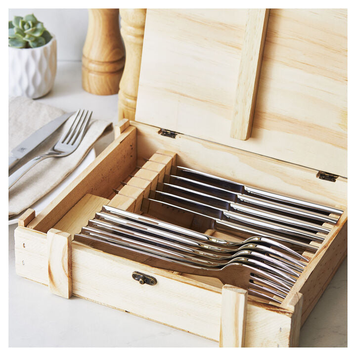 12-pc, Steak Dinner Stainless Steel Steak Knife Set In Wood Presentation Box