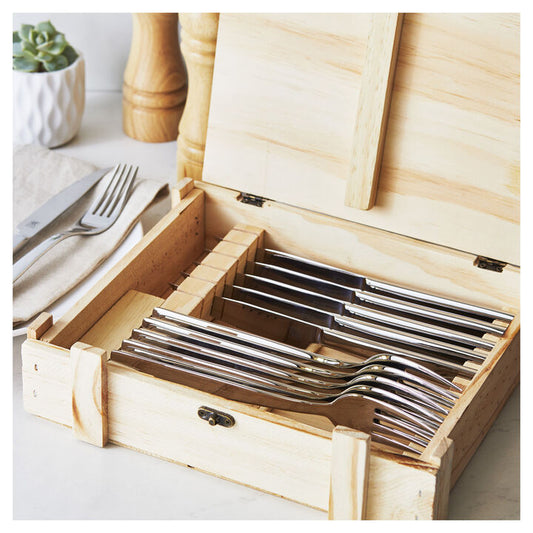 12-pc, Steak Dinner Stainless Steel Steak Knife Set In Wood Presentation Box