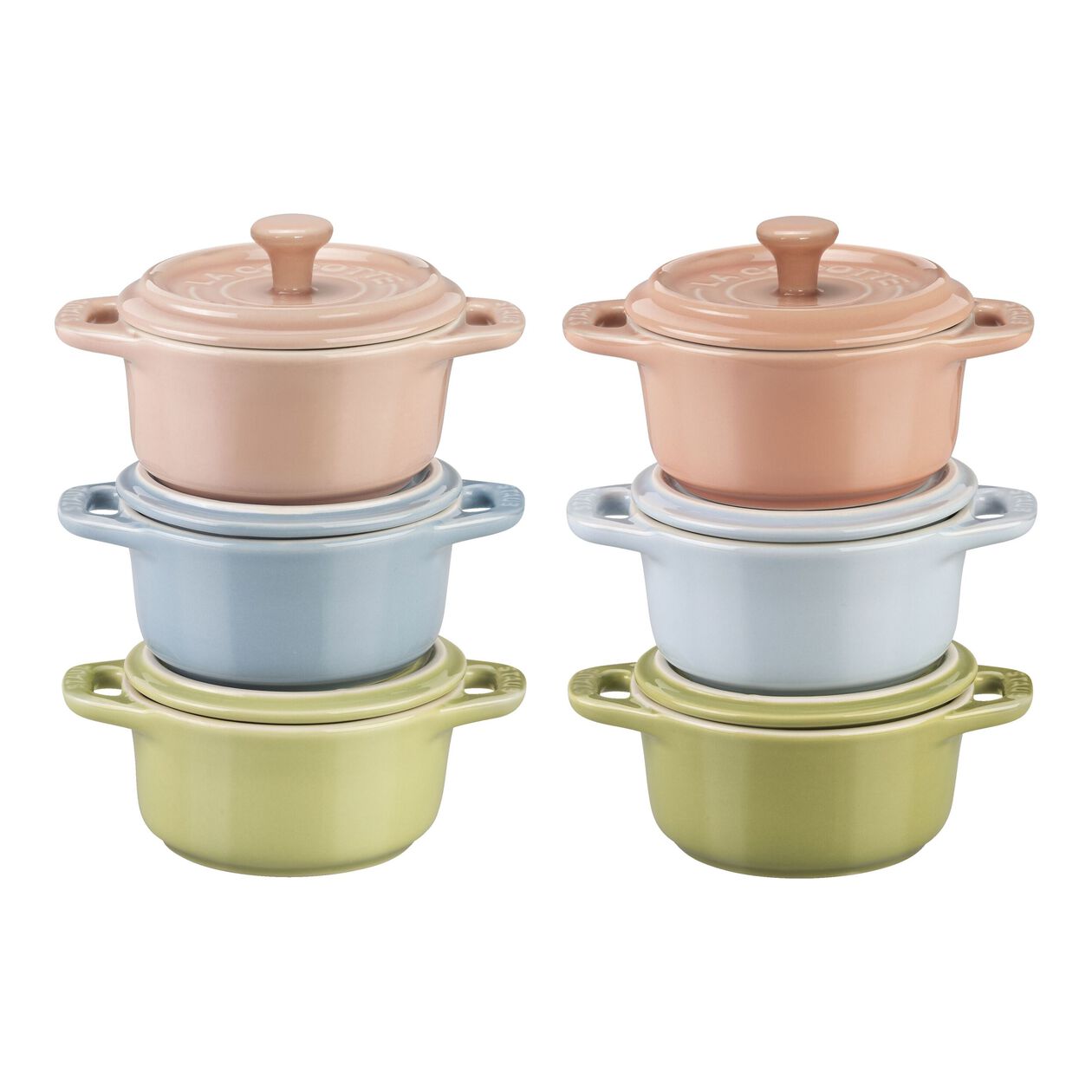 6-pc, Mini Round Dutch Oven Set Macaron, mixed colors