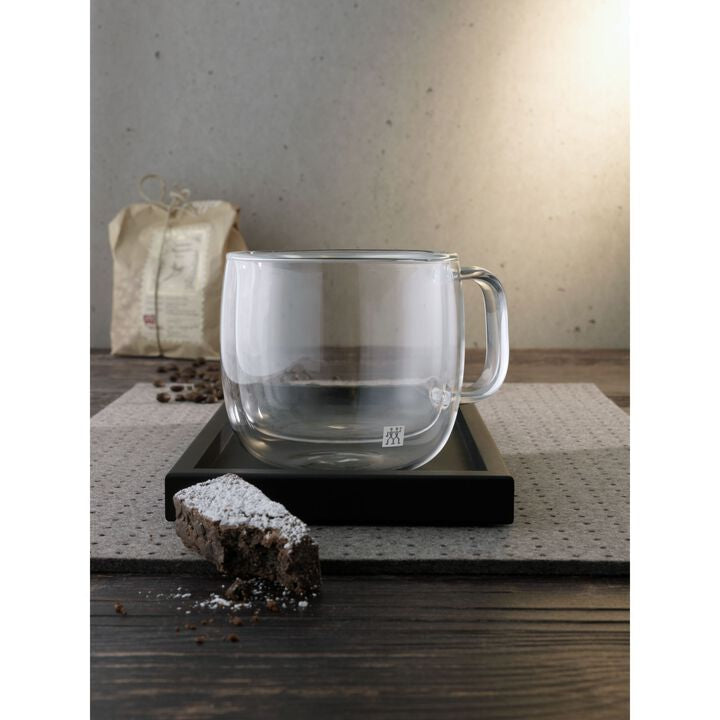 2-pc, Cappuccino Glass Mug Set