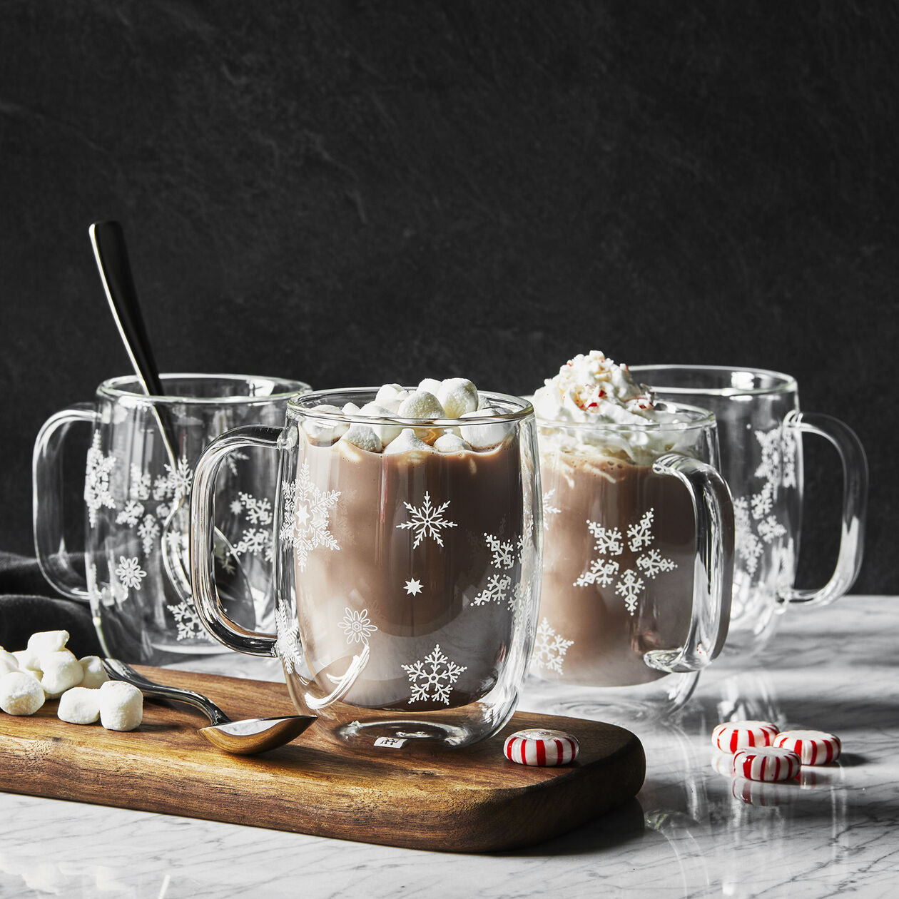 4-pc Coffee Glass Mug Snowflake Set