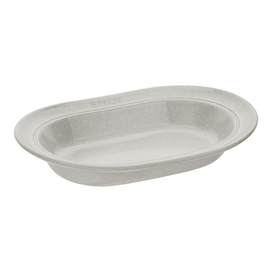 10-inch, oval serving dish, white