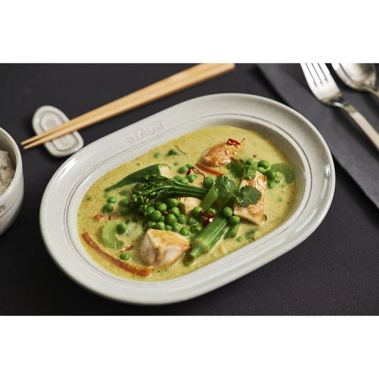 10-inch, oval serving dish, white