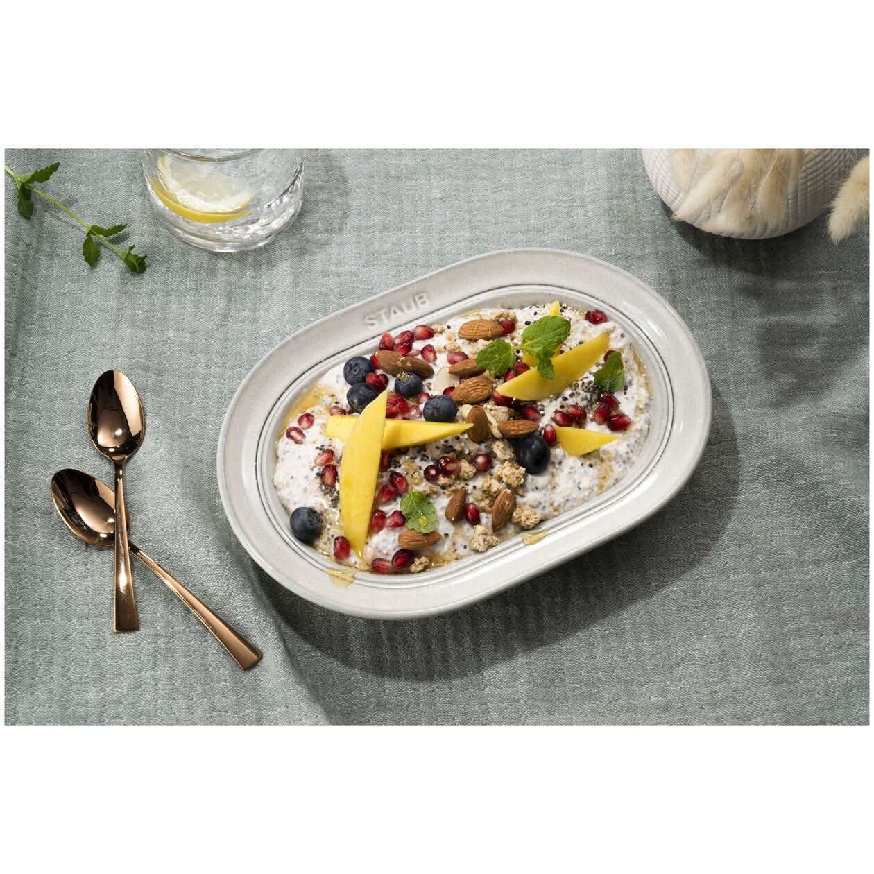 10-inch, oval serving dish, white