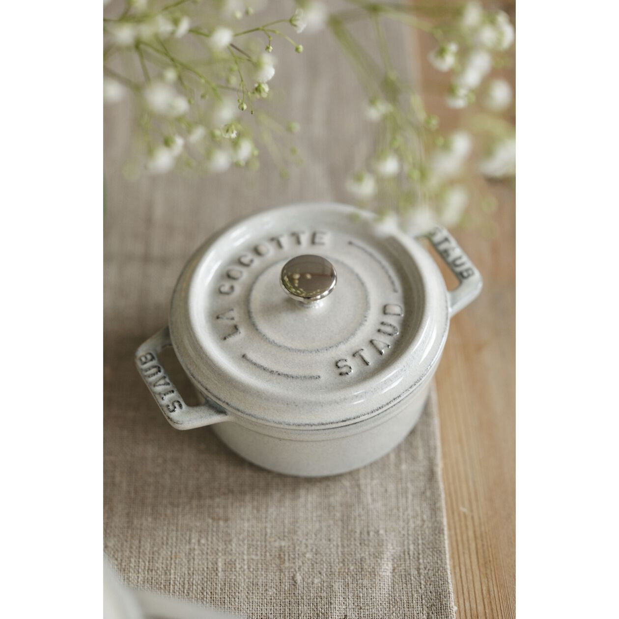 0.275 qt, Mini Round Dutch Oven, white truffle