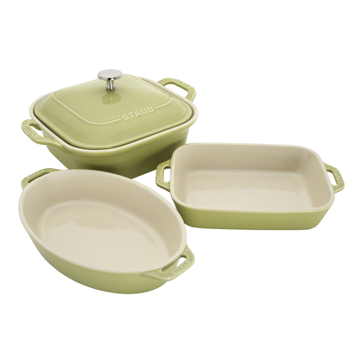 4-pc, Macaron Mixed Baking Dish Set, light green